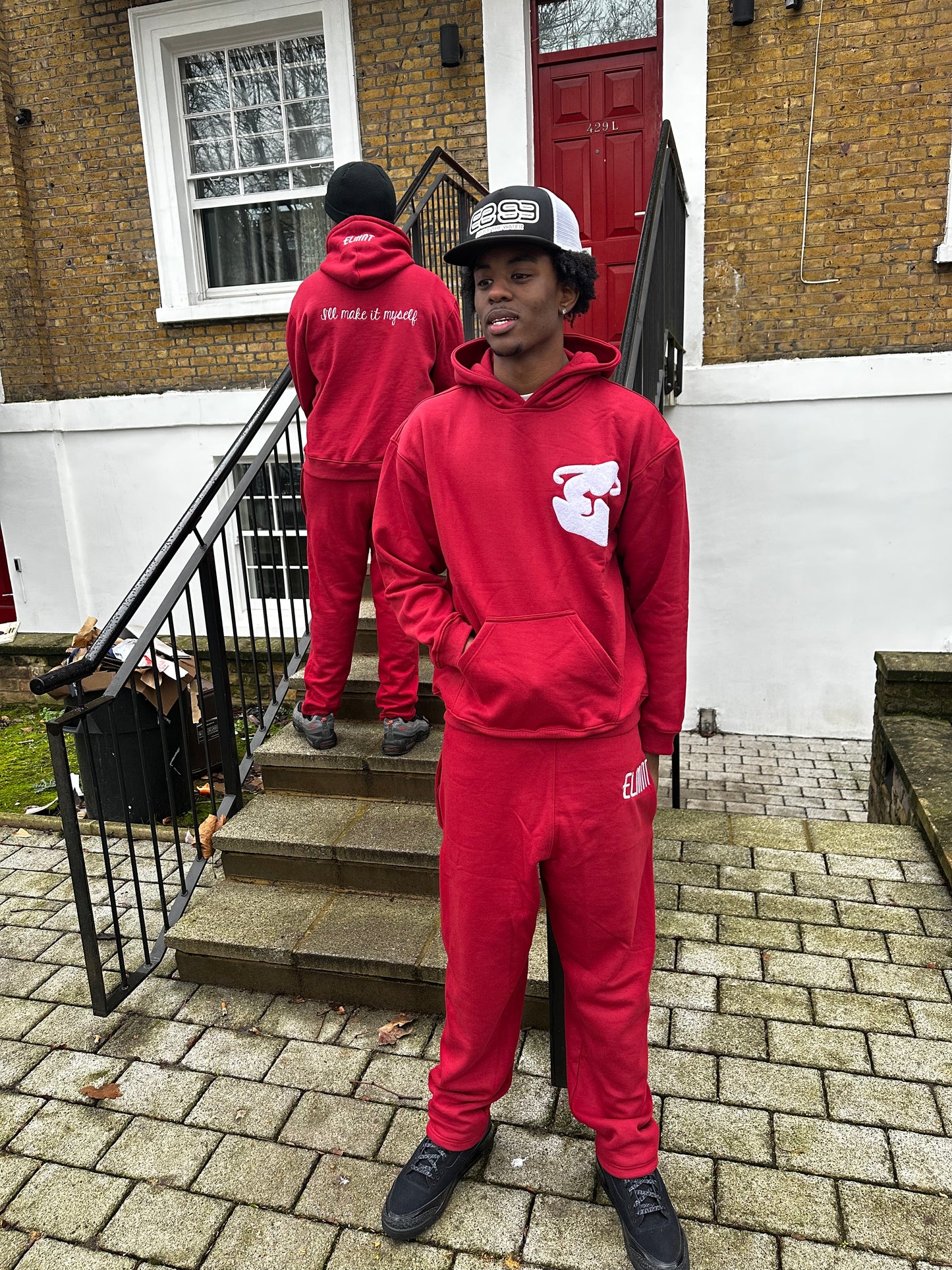 DEEP RED ELMNT HOODIE SET